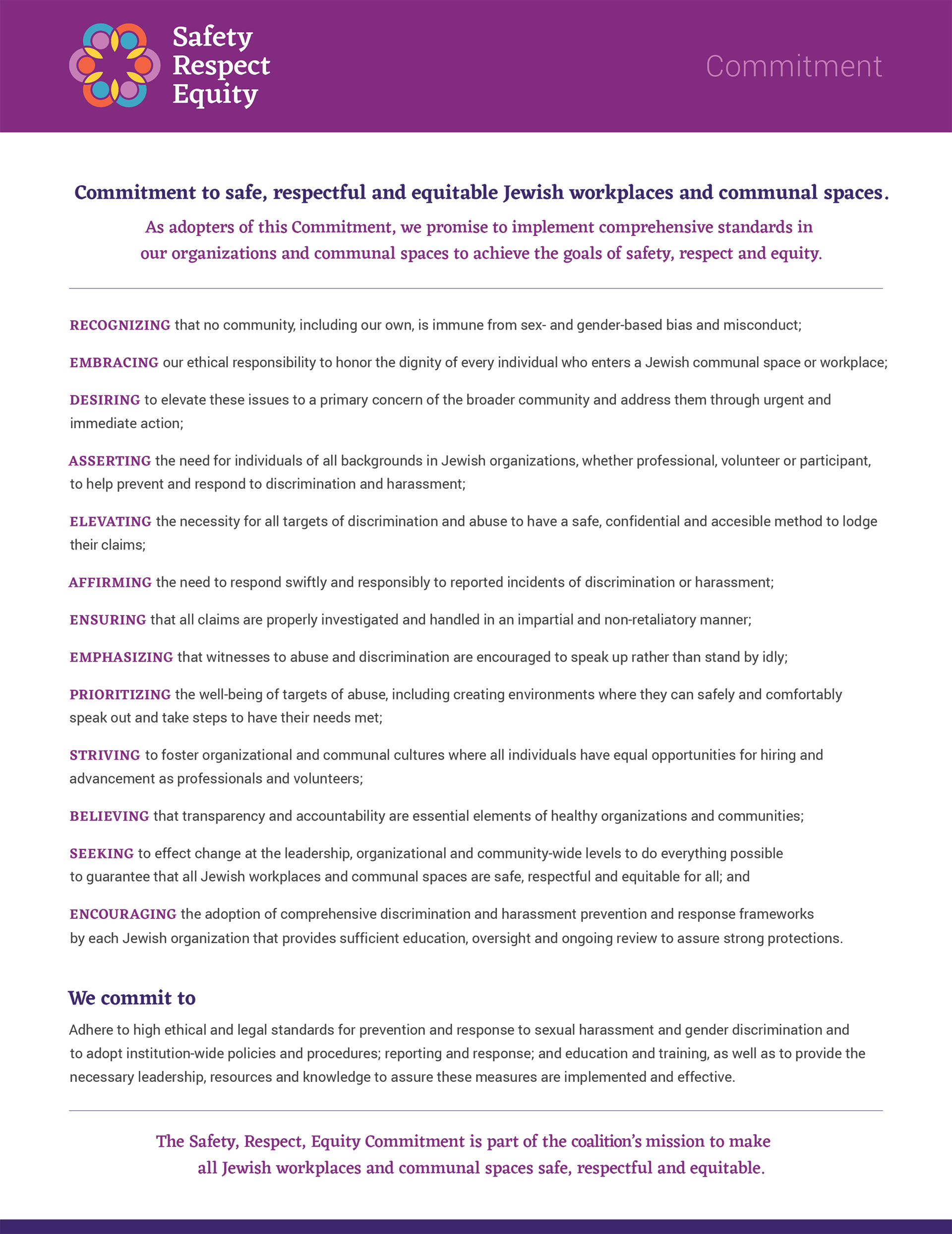 SRE Coalition Commitment